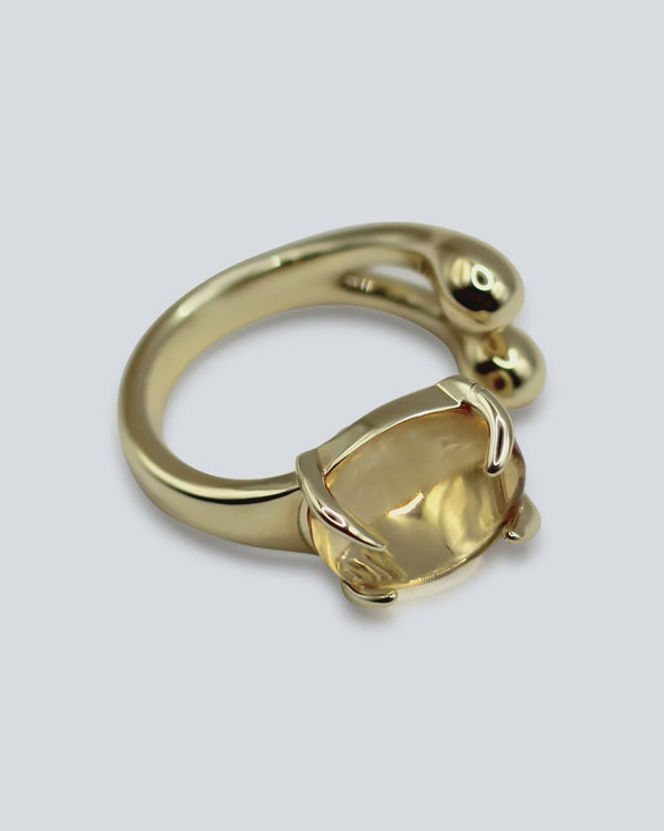 Accord Gemstone Ring - Brass + 18k Gold Plating + CZ Citrine