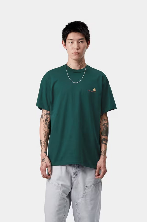S/S American Script T-Shirt - Dark Fir