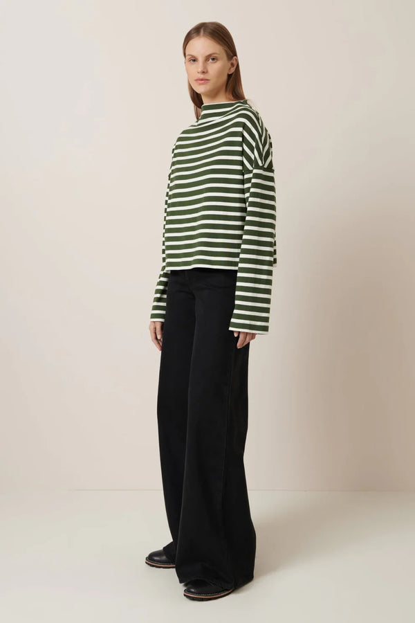 Field Top - Green Lily Stripe