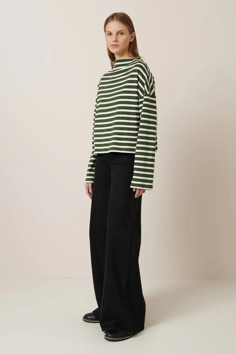 Field Top - Green Lily Stripe