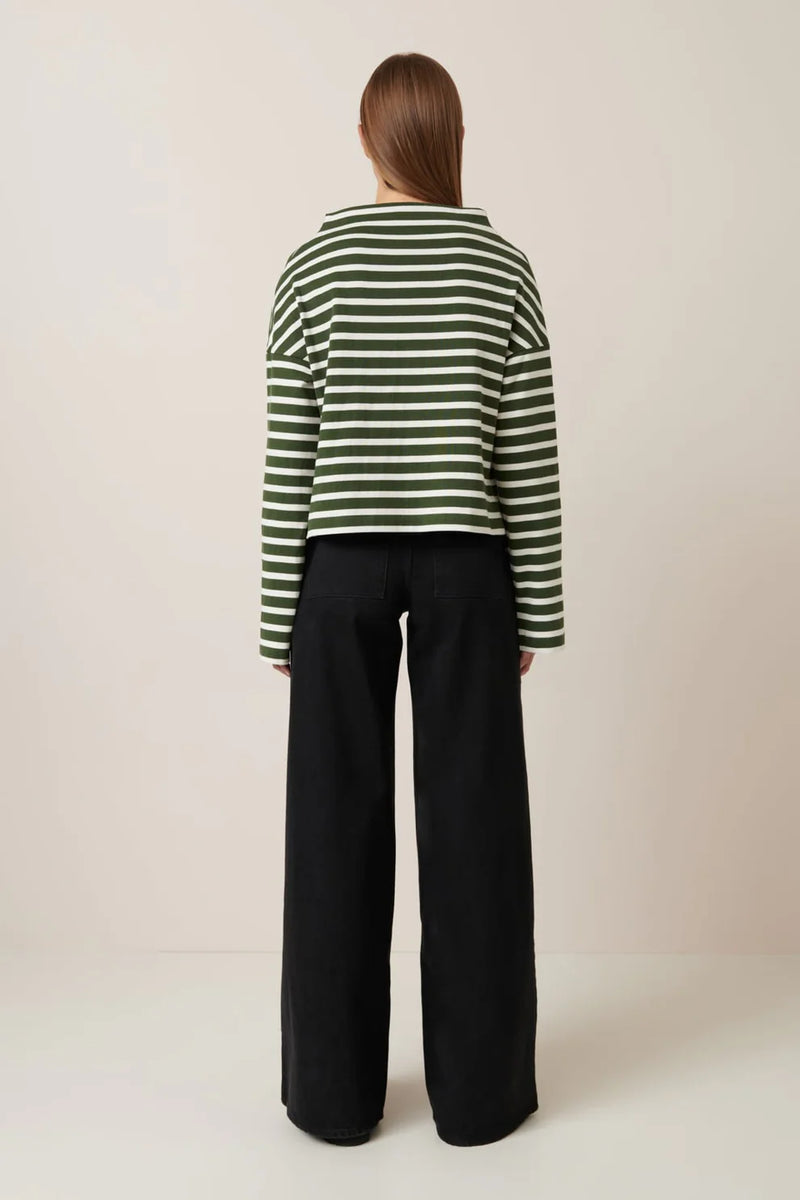 Field Top - Green Lily Stripe