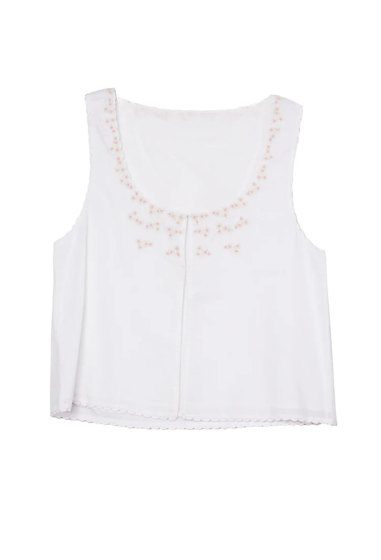 Francie Hook & Eye Cotton Top - White