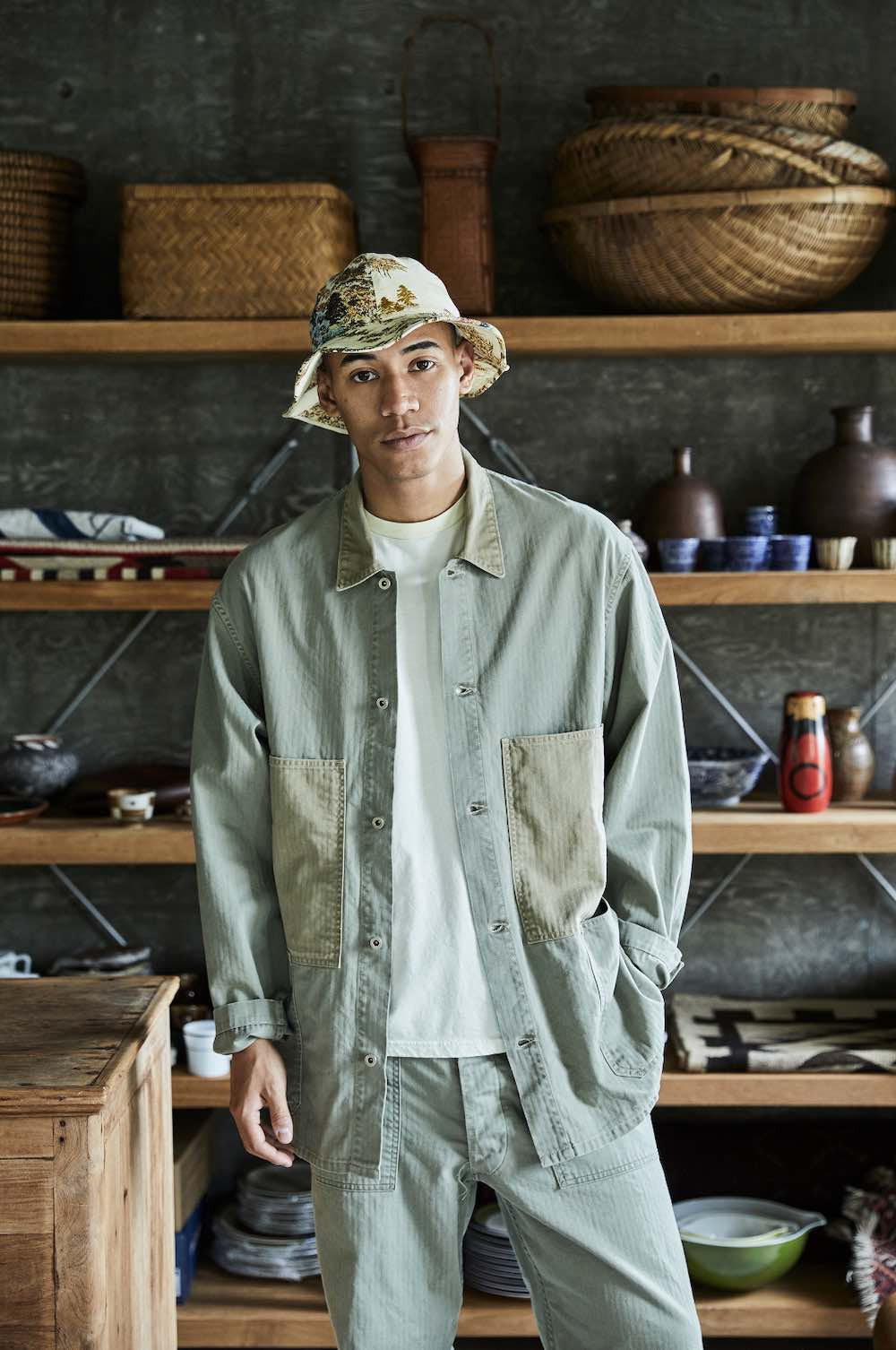 Herringbone Utility Coverall Jacket - Green – Kind Curations
