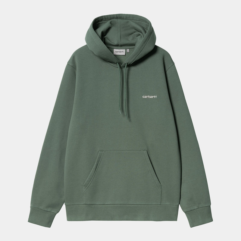 Hooded Script Embroidery Sweat - Park/White