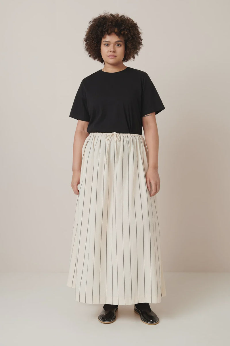 Linear Skirt - Greige Pinstripe