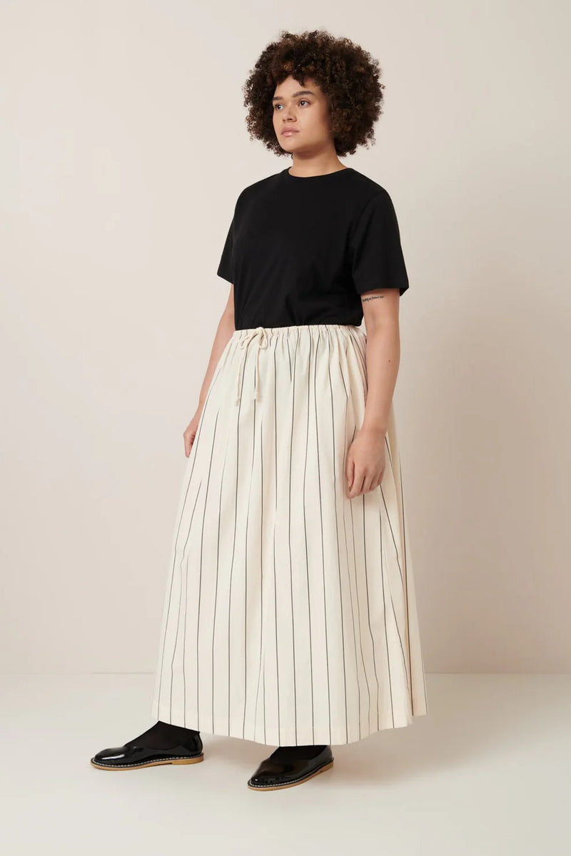 Linear Skirt - Greige Pinstripe