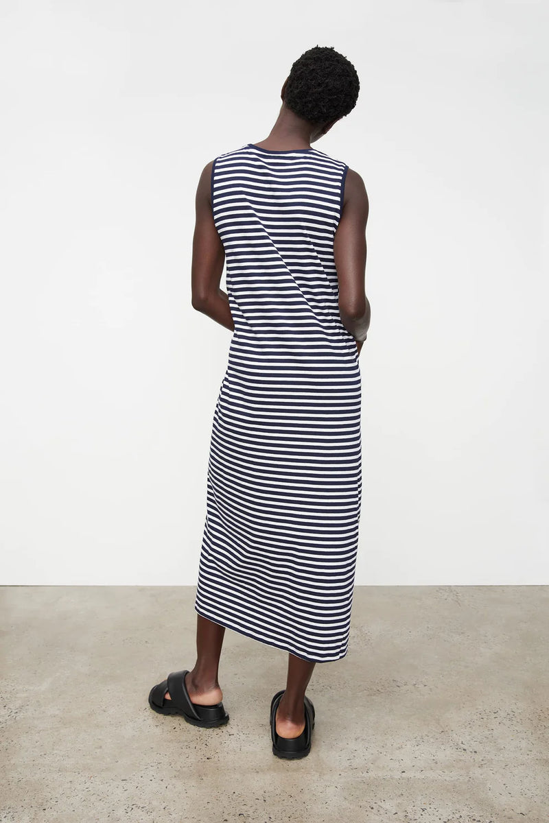 Long Singlet Dress - Navy Stripe