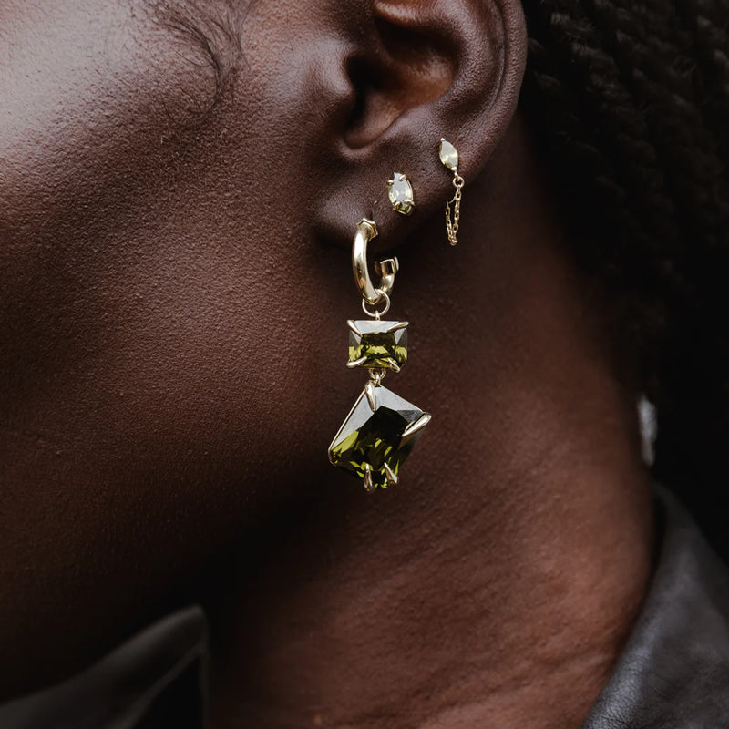 Marquise Chain Studs - Peridot