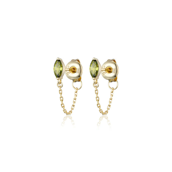 Marquise Chain Studs - Peridot