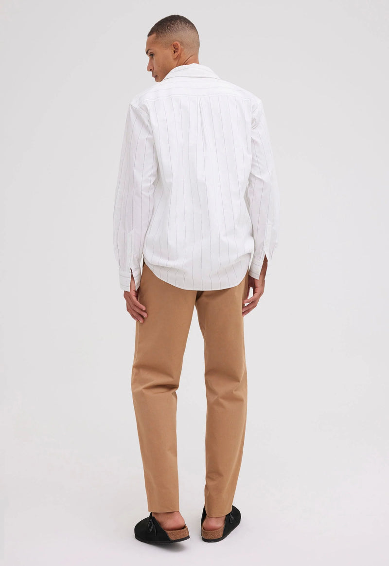 Doran Shirt - White/Navy Stripe