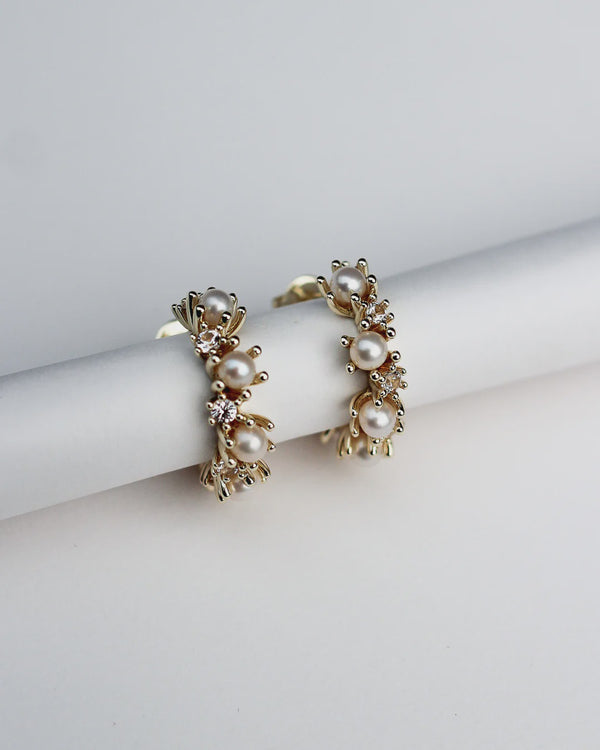 Paris is Burning Hoops - Sterling Silver, Topaz, Freshwater Pearl
