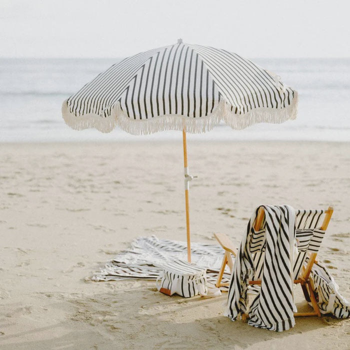 The Premium Beach Umbrella - Monaco Black Stripe