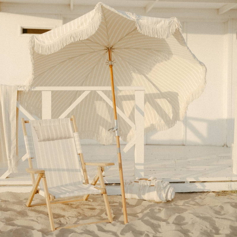 The Premium Beach Umbrella - Monaco Natural Stripe