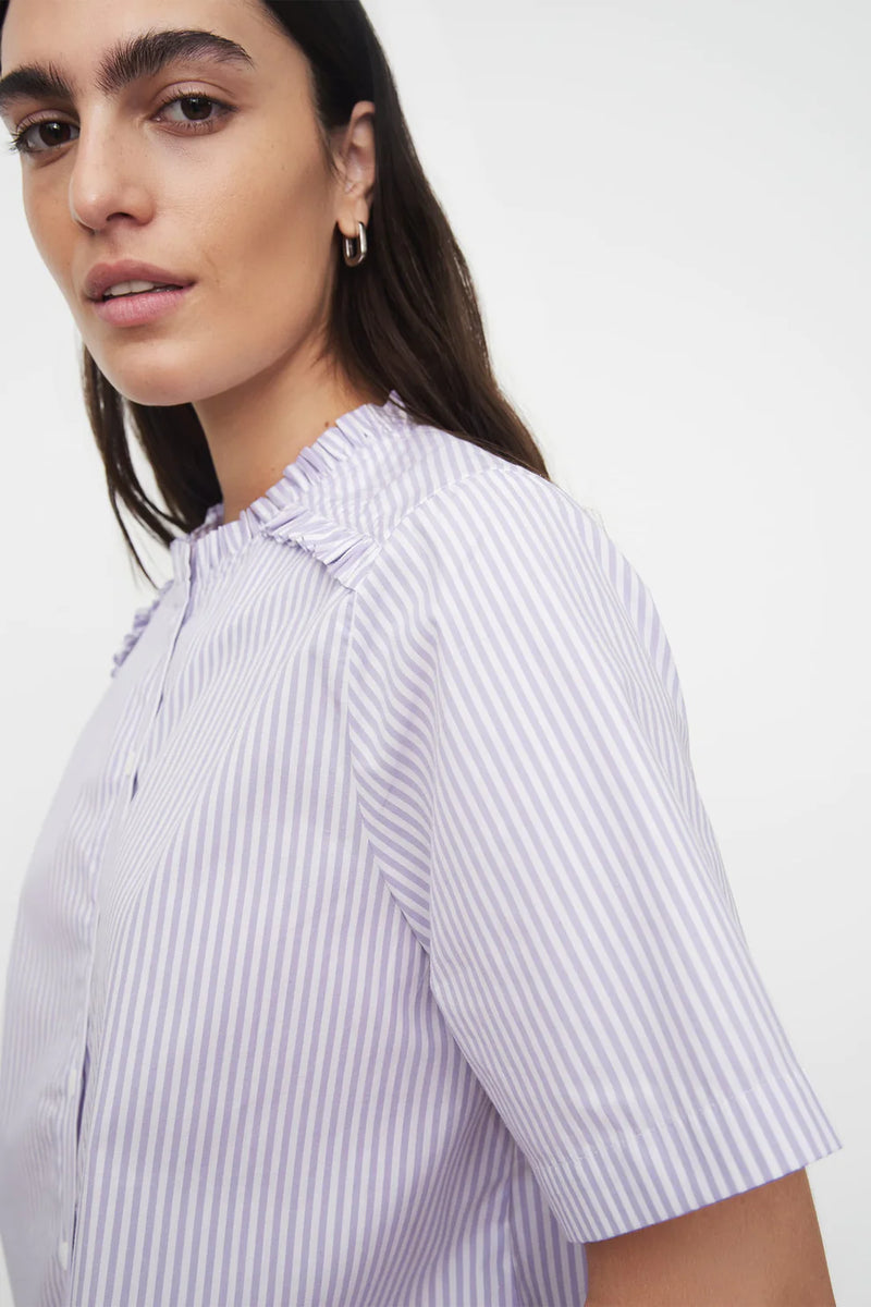 Short Sleeve Lucie Shirt - Lilac Stripe