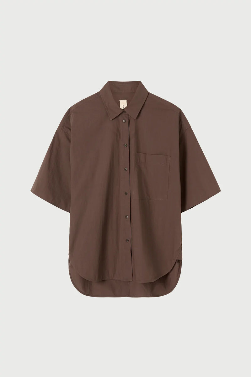 LM Poplin Short Sleeve Shirt - Chocolate