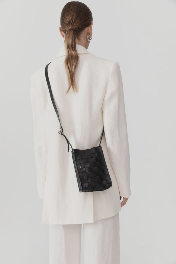 Woven Boxy Sling Pouch - Black