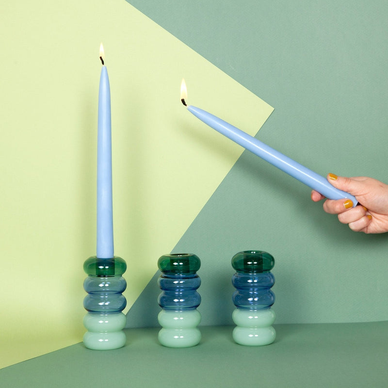 4 Chandelles - Tapered Candles - Sky