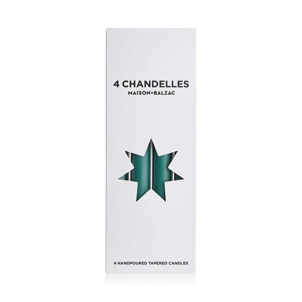 4 chandelles - tapered candles - teal