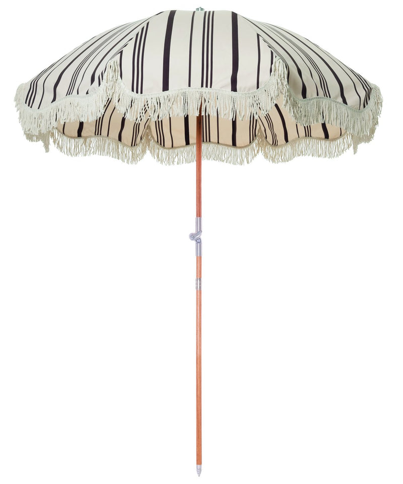Premium Beach Umbrella - Vintage Black Stripe