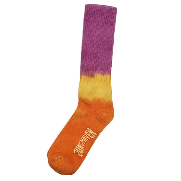 Dip Dye Tie Dye Hemp Socks - Purple/Sunray/Orange