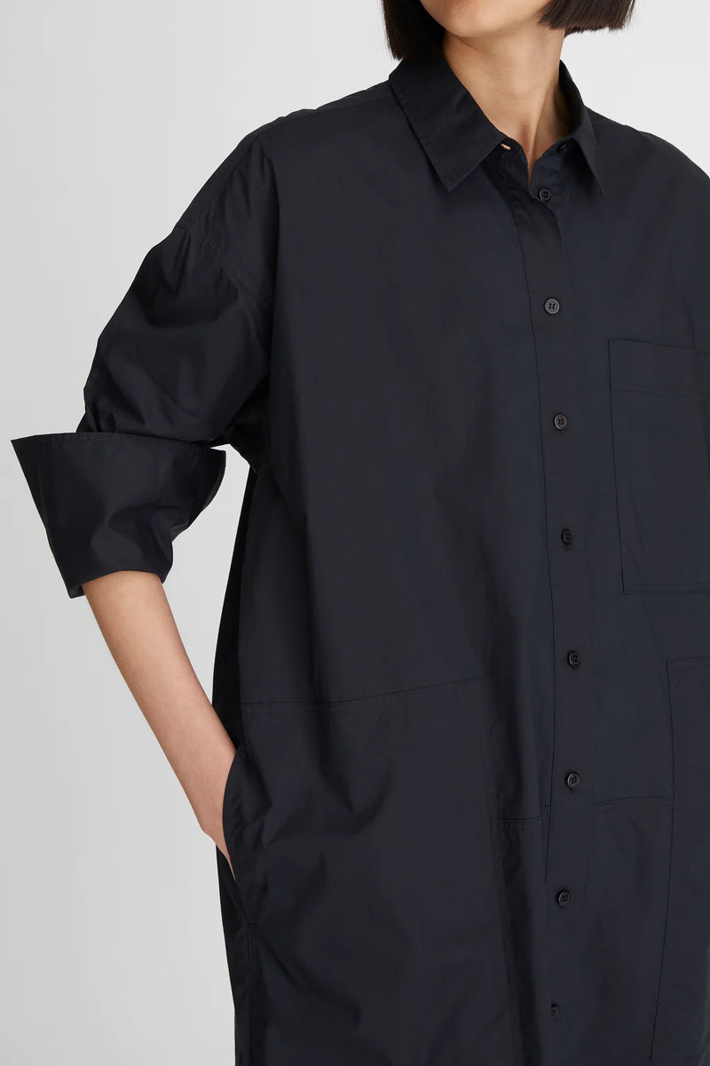 LM Poplin LS Shirt Dress - Black