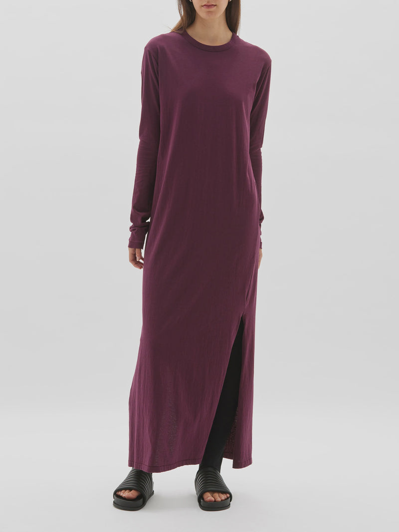 Regular Longerline Long Sleeve Dress - Mulberry