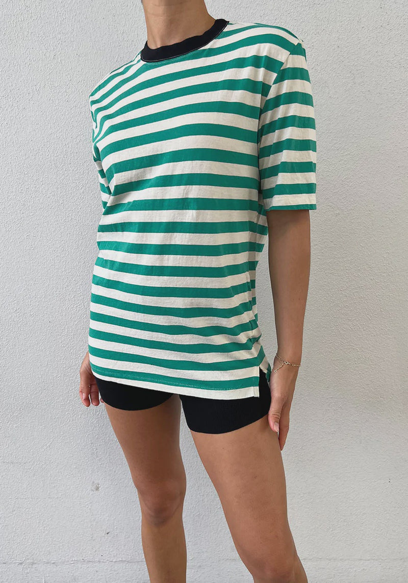 Stripe Slouch Boyfriend T-Shirt - Seagrass/Canvas
