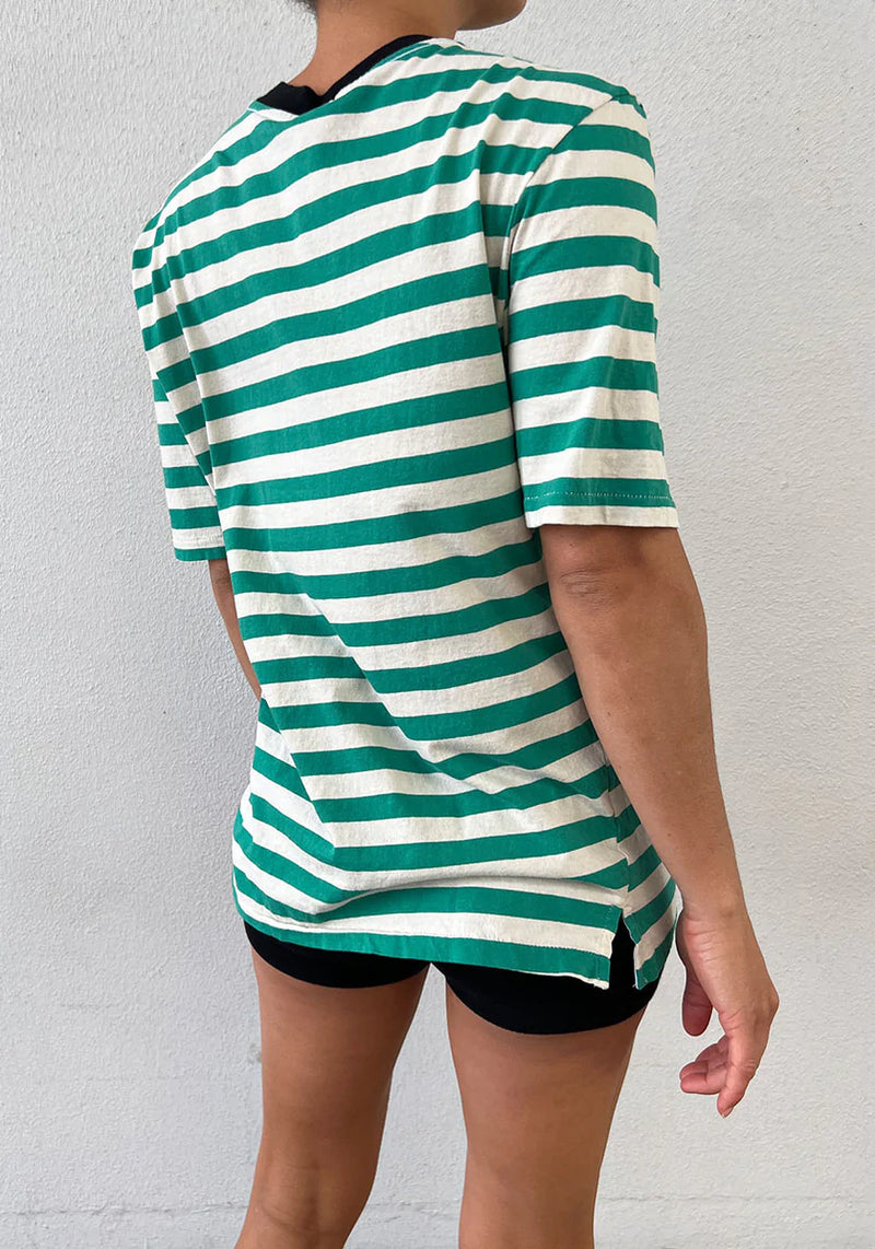 Stripe Slouch Boyfriend T-Shirt - Seagrass/Canvas