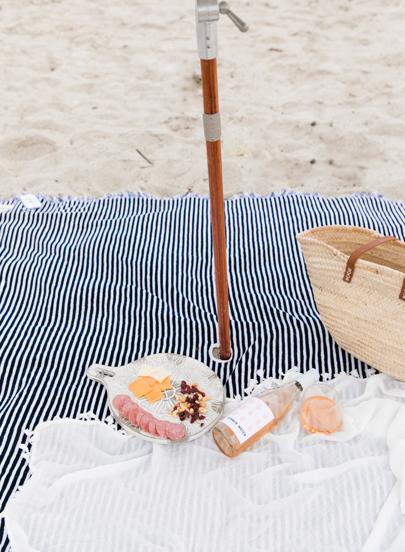Beach Blanket - Laurens Navy Stripe