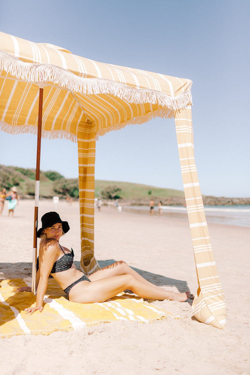 Beach Blanket - Vintage Yellow Stripe