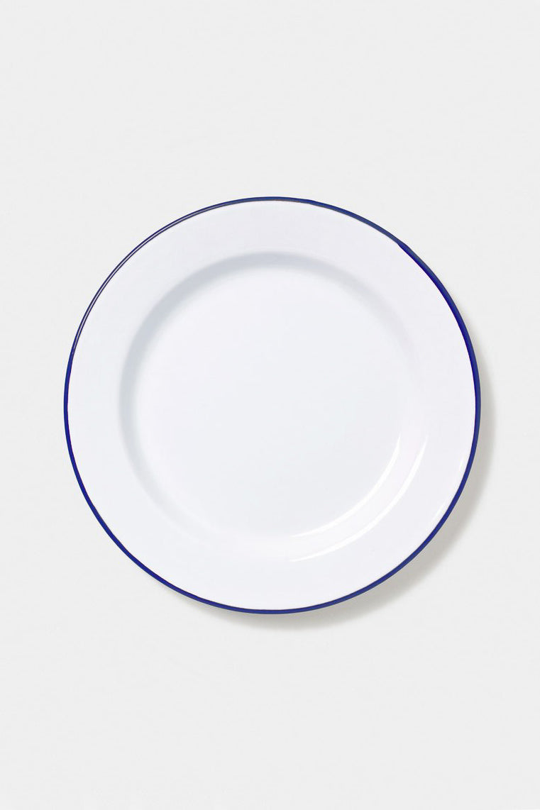Enamel Dinner Plate | 26cm- White/Blue