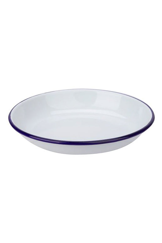 Enamel Pasta Plate (24cm) - White/Blue