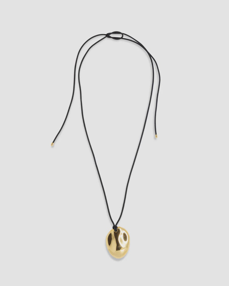 Dylan Dome Necklace - Cord - Gold Plated Brass