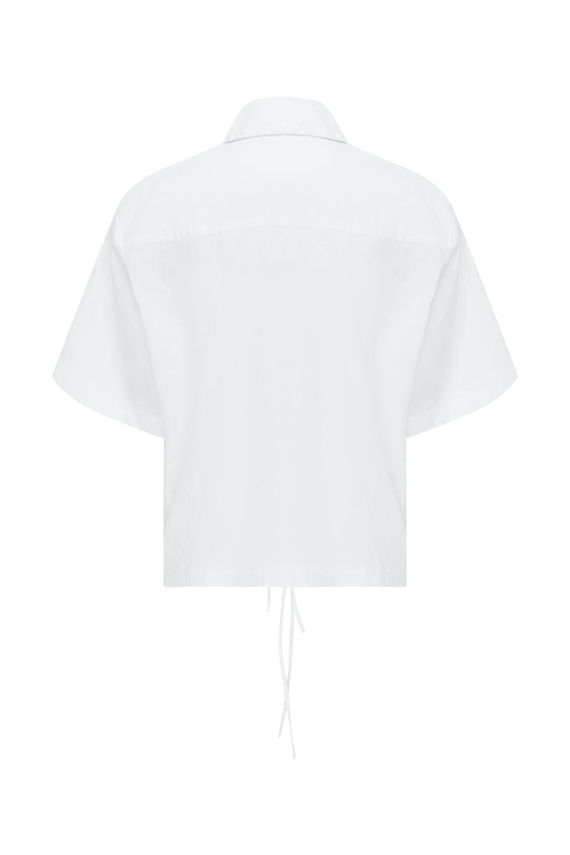 The Front Tie Poplin Shirt - White