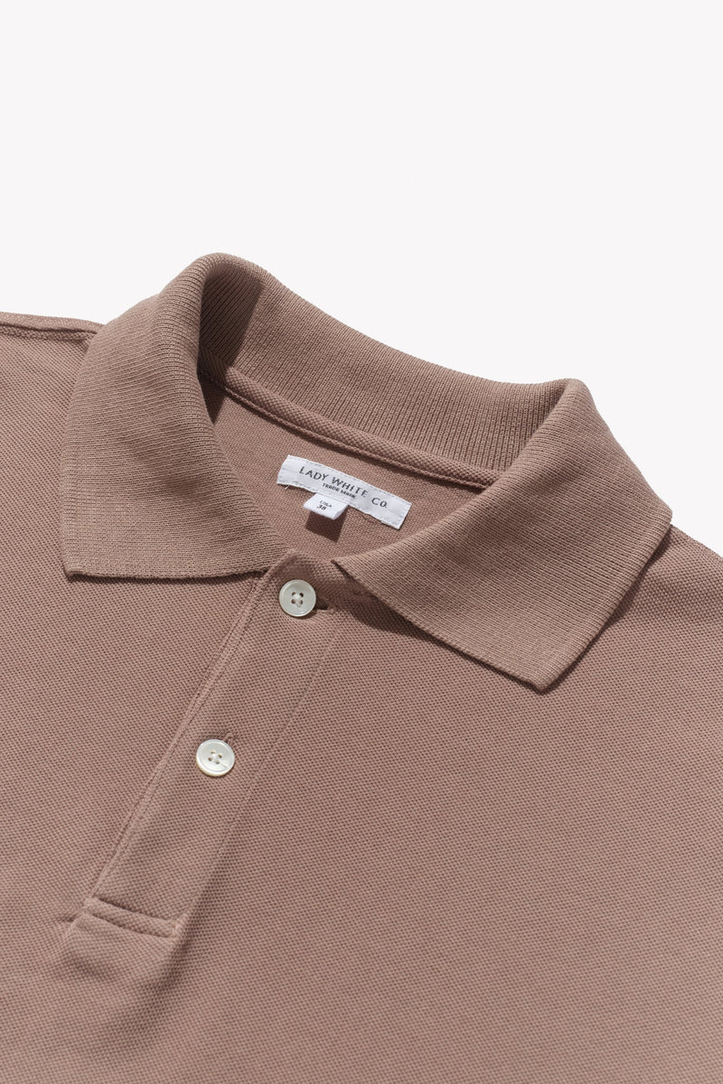 S/S Two Button Polo - Dried Rose