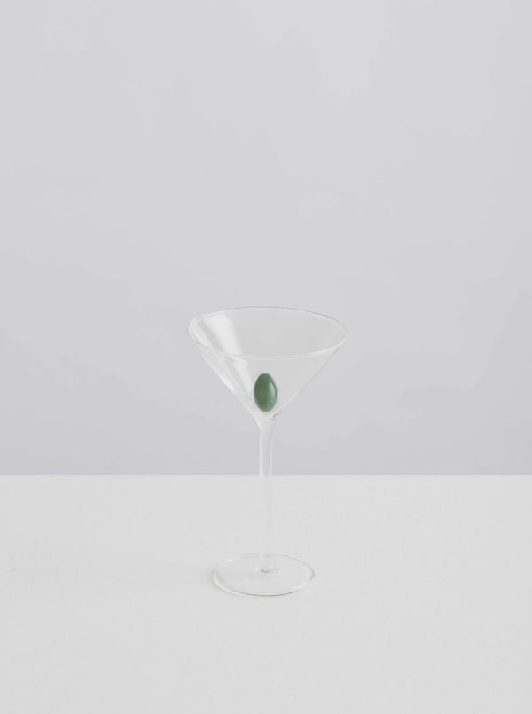 Martini Glass - Clear/Opaque Olive