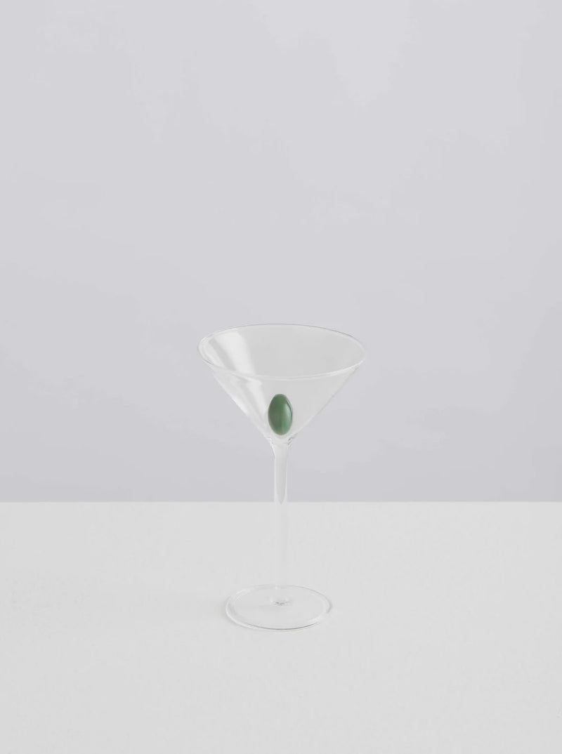Martini Glass - Clear/Opaque Olive