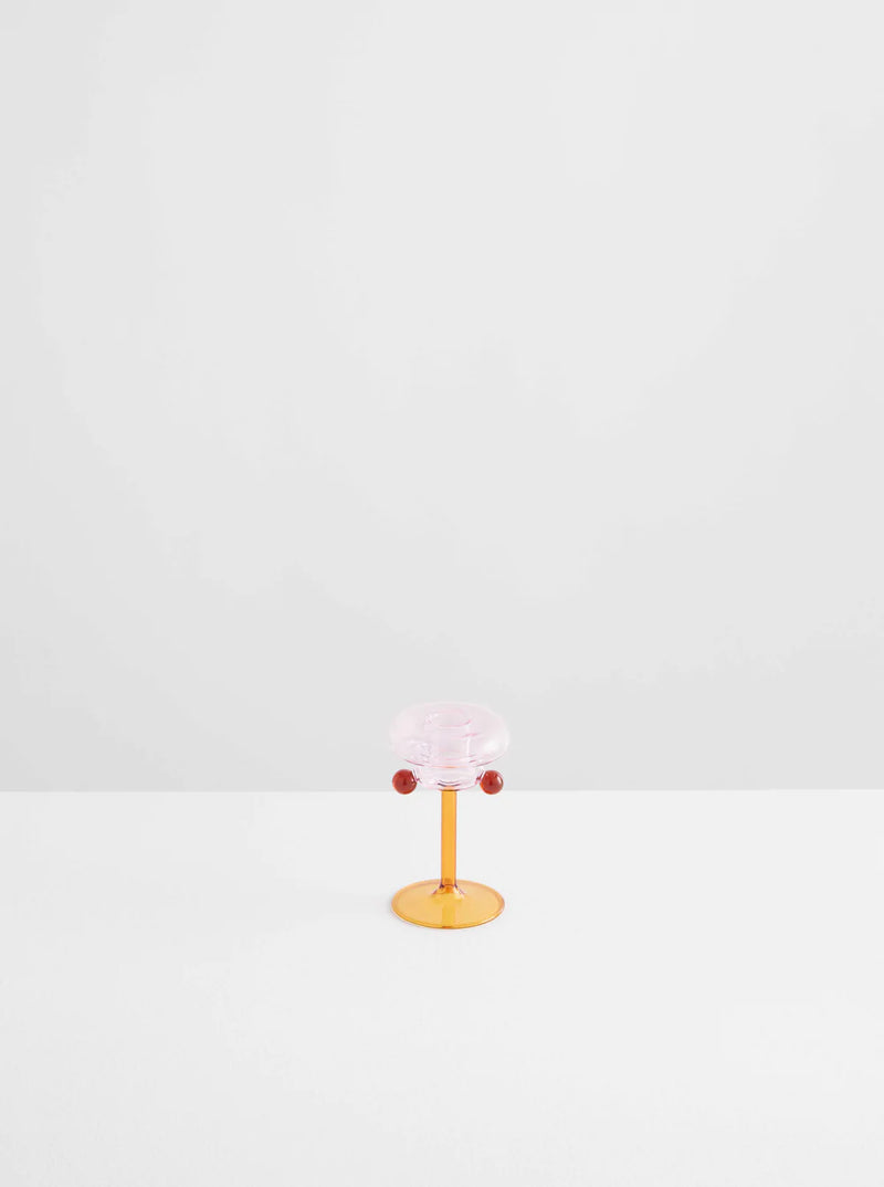 Petit Pompom Candle Holder - Pink/Amber/Miel