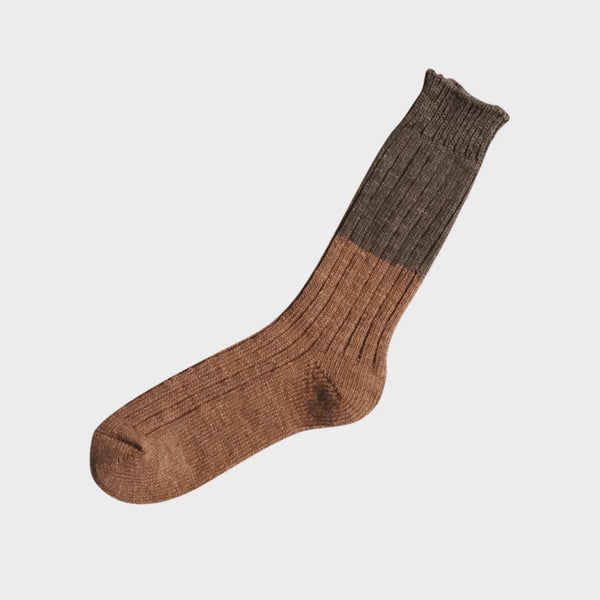 Boston Wool Cotton Slab Sock - Brown