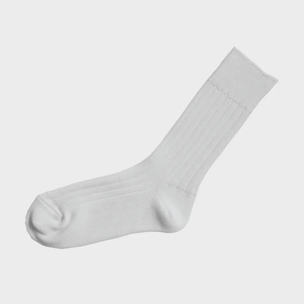 Praha Egyptian Cotton Ribbed Sock - White
