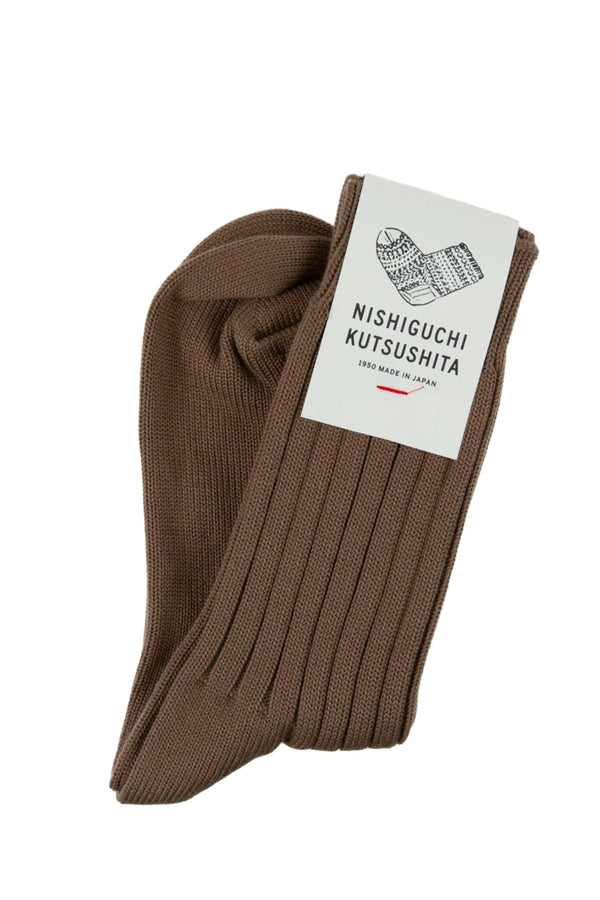 Praha Egyptian Cotton Ribbed Sock - Chocolate Milk