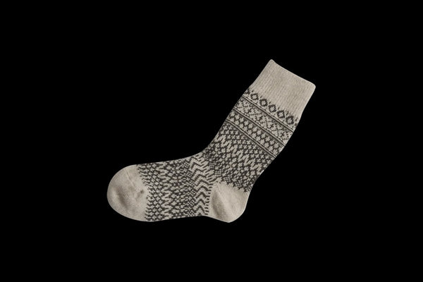 Oslo Wool Jacquard Socks - Oatmeal/Coffee