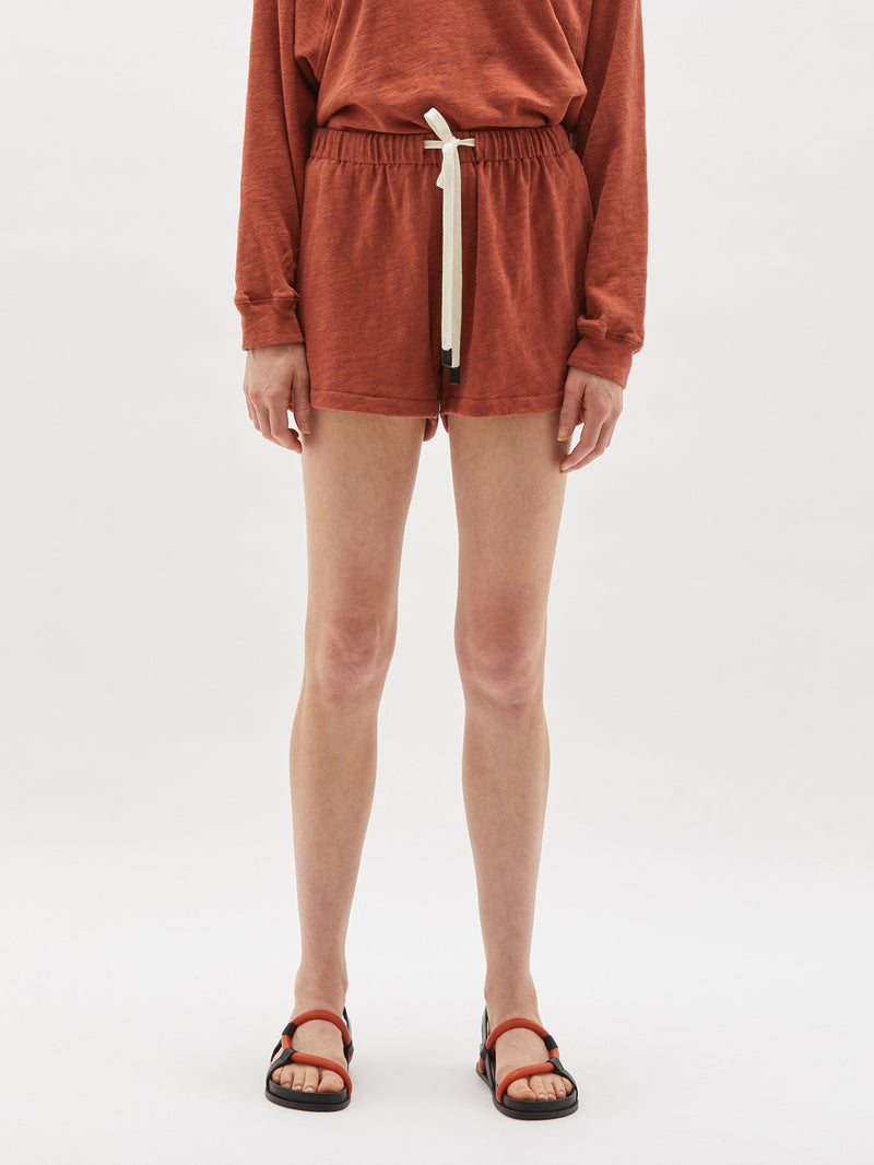 Slub Rib Athletic Beach Short - Redwood