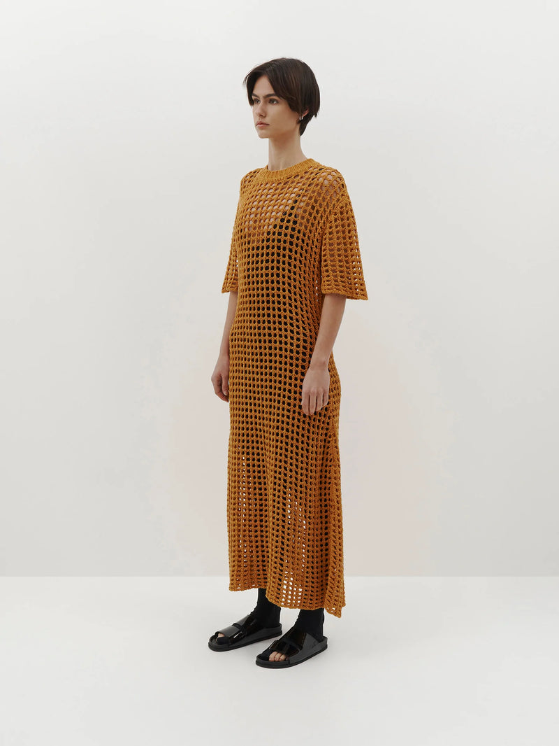 Open Mesh Knit Dress - Honeycomb