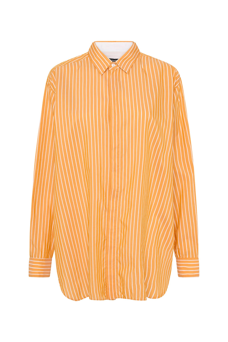Stripe Oversized Shirt - Orange/White