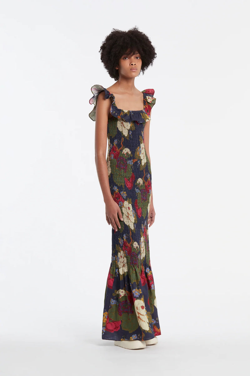 Francesca Frill Shirred Dress - Garcia Floral Print