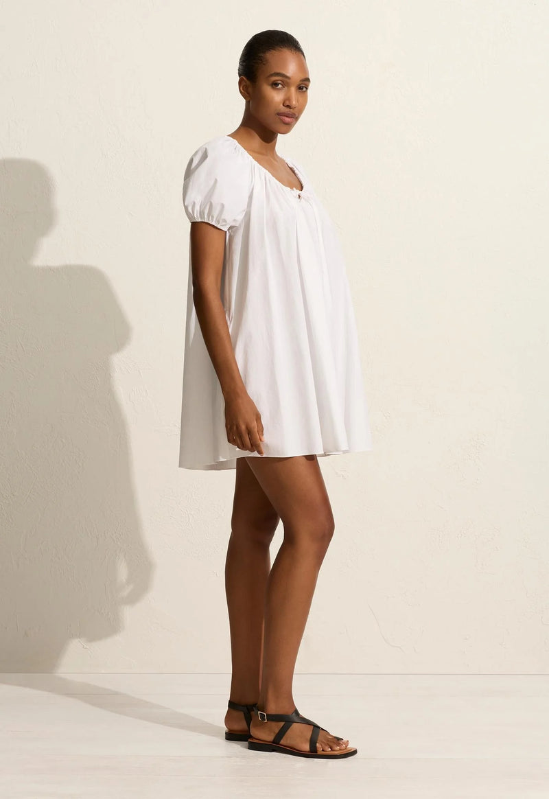 Drawcord Mini Dress - White