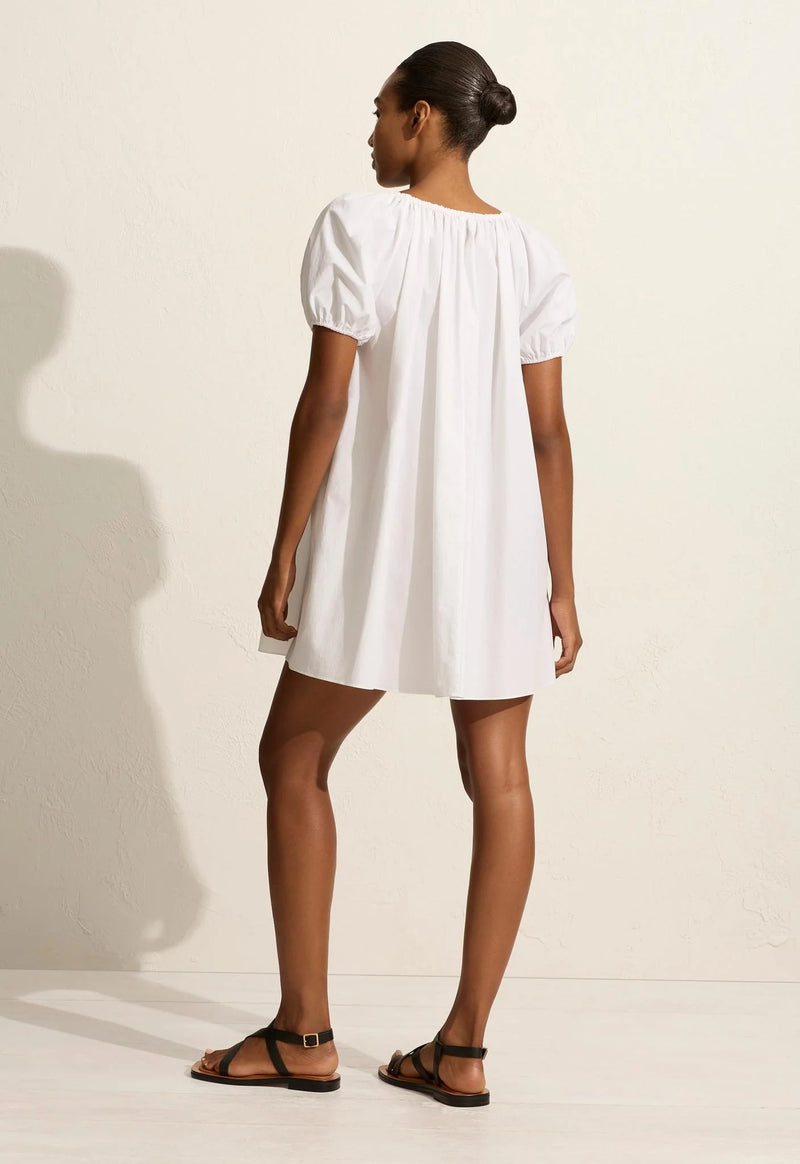 Drawcord Mini Dress - White