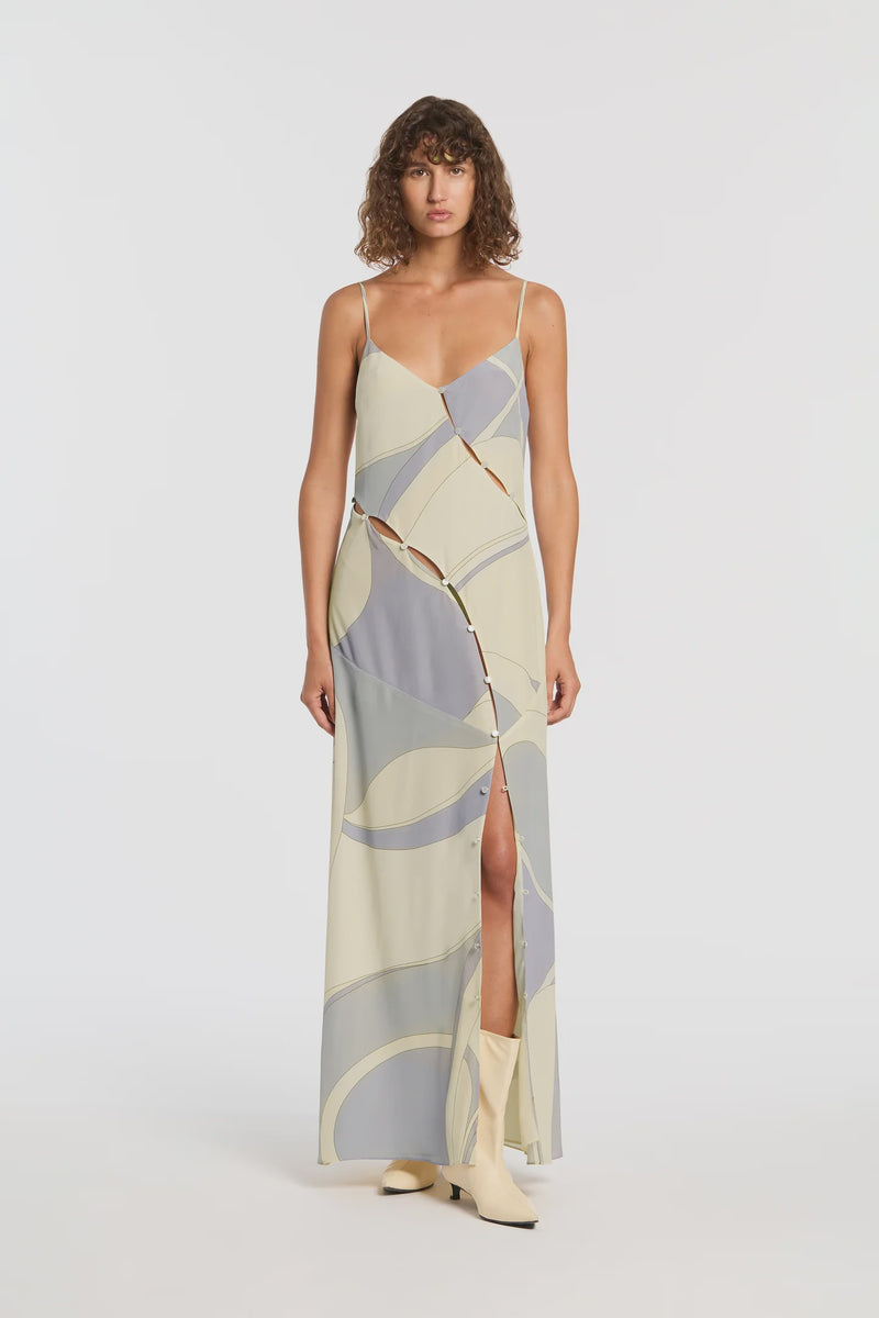 Adrianna Buttoned Slip Dress - Cesco Print