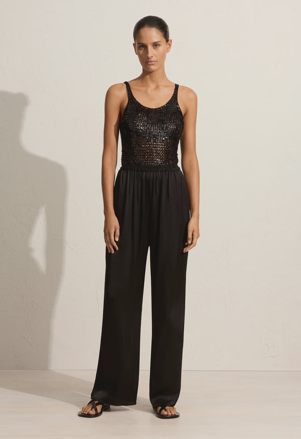Relaxed Satin Pant - Black